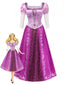Robe costume de princesse violette à manches bouffantes années 1940