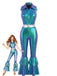 Combinaison Bleu Ceinturé Laser Métallique Tight Évasé Années 1960