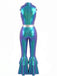 Combinaison Bleu Ceinturé Laser Métallique Tight Évasé Années 1960 3