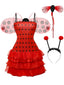 Ensemble robe de costume d'Halloween coccinelle rouge années 1950