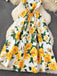 Robe Watercolor Floral Sans Manches Midi Années 1940 11