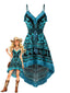 Robe caraco bohème asymétrique finitions franges années 70