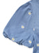 Robe Bleue Col V Marguerites Brodées Manches Bouffantes Années 1970 5