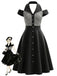 [Prévente] Robe Noir et Blanc Vichy à Carreaux Halter Cold Shoulder Années 1950