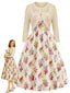 [Prévente] 2PCS Boléro Crème et Robe Floral Années 1940