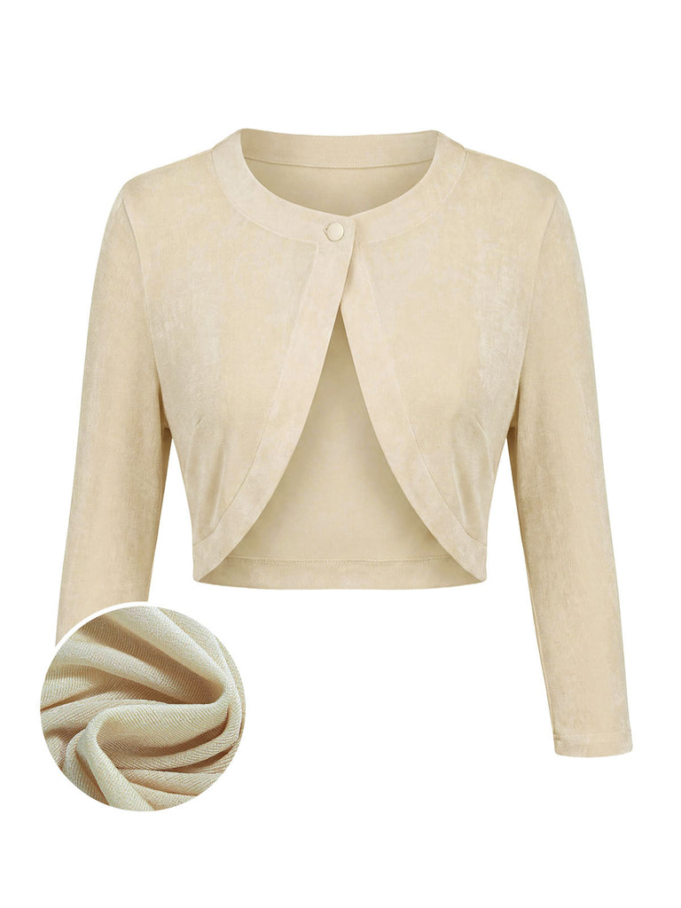 [Prévente] 2PCS Crème Boléro Cardigan et Floral Robe Années 1940