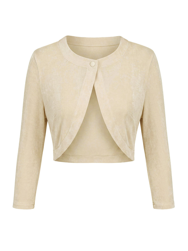 [Prévente] 2PCS Crème Boléro Cardigan et Floral Robe Années 1940