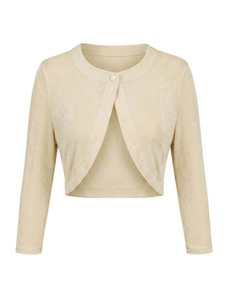 [Prévente] Veste Crème Cropped Manches Longues Boléro Cardigan Années 1940