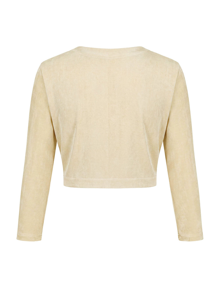 [Prévente] 2PCS Crème Boléro Cardigan et Floral Robe Années 1940