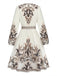 Robe Boho à Imprimé Paisley Col V et Manches Lanternes Années 1970
