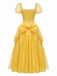 Robe Princesse Jaune Avec Gants Longs Cosplay Belle Années 1970