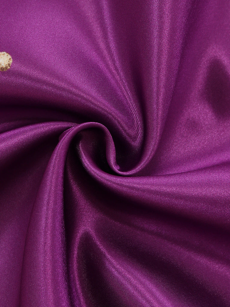 Robe costume féerique rose-violet à laçage et manches bouffantes Années 1950