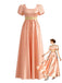 Robe Satin Col Carré Taille Empire Années 1930