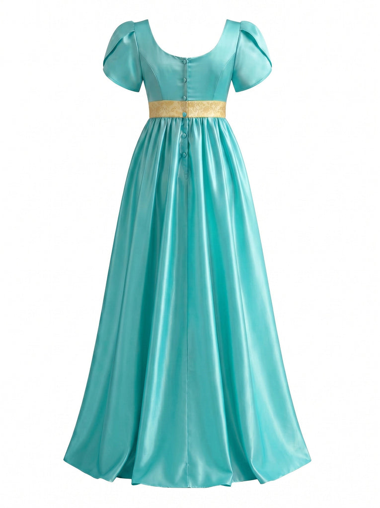 Robe Satin Col Carré Taille Empire Années 1930 8