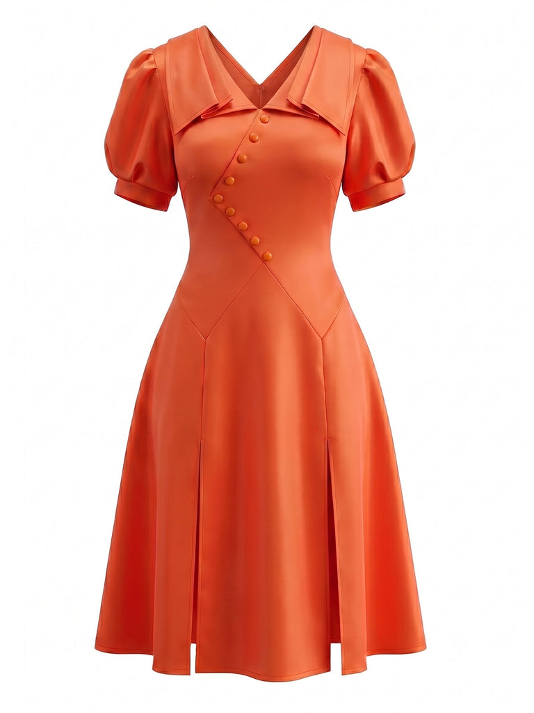 Halloween Orange Taches de Sang Robe Vintage Années 1950