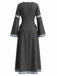 Robe médiévale Renaissance à col rond et manches cloche années 1930