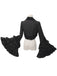 Veste gothique noire à volants et manches longues pour Halloween années 1950