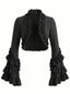 Veste noire gothique pour Halloween manches longues et volants années 50