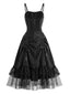 Robe noire gothique d’Halloween en dentelle et tulle années 1950