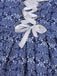 3PCS Robe Florale Bleu Foncé & Tablier Dentelle & Haut Bouffant Années 1950 9