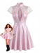 Robe Rose Col V Profond Métallique Laser Mesh Patchwork Années 1960