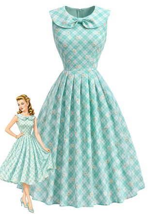 [Prévente] Robe à Col Claudine avec Poches Vert Glacé Années 1950