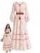 [Prévente] Robe Boho Manches Bouffantes Fleuri Pompons Années 1970