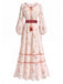 [Prévente] Robe Boho Manches Bouffantes Fleuri Pompons Années 1970