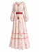 [Prévente] Robe Boho Manches Bouffantes Fleuri Pompons Années 1970