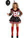 Robe costume noire de clown d’Halloween à crânes et rayures années 1950