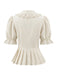 Blouse Beige Dentelle Col Claudine Manches Bouffantes Années 1970 2