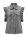 Veste Sans Manches Grise Boutonnée avec Poches à Volants Années 1950 2