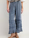Pantalon Ruffled Ourlet Jambes Larges Denim Années 1970