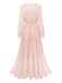 Robe Orange Rose Floral Manches Bouffantes Maxi Années 1930