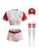 Ensemble costume de joueur de baseball à fines rayures avec chapeau et chaussettes années 1970