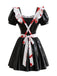Robe de soubrette noire Halloween en vinyle effet sanglant Années 1950