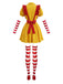 Ensemble costume rayé de serveuse fast-food à volants et tablier Années 1980