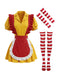 Ensemble costume rayé de serveuse fast-food à volants et tablier Années 1980