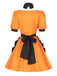 Ensemble robe de soubrette Halloween à nœud et citrouille Années 1950