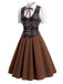 [Prévente] Ensemble 3PCS avec blouse à manches bouffantes, gilet à carreaux et jupe Années 1950
