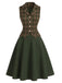 [Prévente] Ensemble 3PCS avec blouse à col lavallière, gilet à carreaux et jupe en A Années 1940