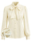 [Prévente] Blouse crème manches longues et col nœud années 40