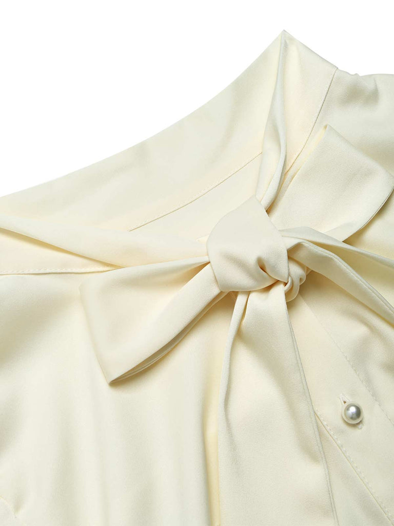 [Prévente] Ensemble 3PCS avec blouse à col lavallière, gilet à carreaux et jupe en A Années 1940