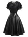 [Prévente] Robe noire en dentelle et similicuir à col rond années 1950