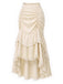 [Prévente] 2PCS Beige Off‑Shoulder Dentelle Volant Top et Asymétrique Jupe Années 1970