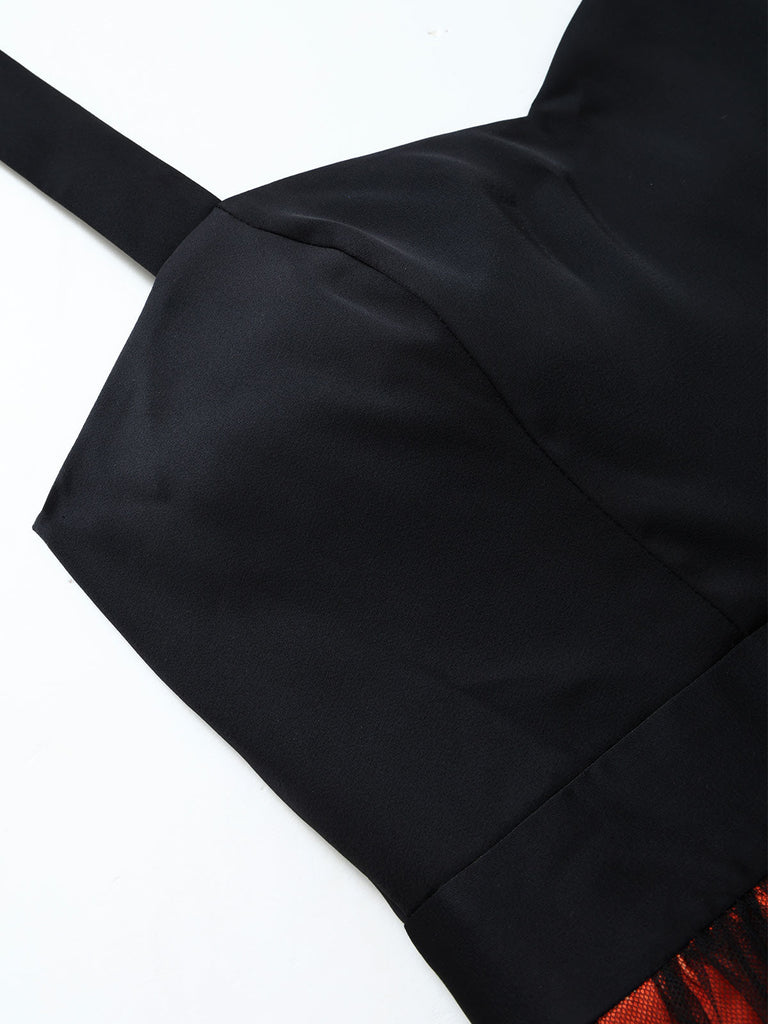 [Prévente] Robe Halloween en Tulle à Col Halter Cœur Noir Années 1950