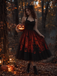 Robe noire en tulle pour Halloween encolure cœur et tour de cou années 50