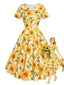 [Prévente] Robe trapèze jaune Peter Pan imprimé tournesol années 1950