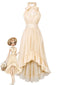 [Prévente] Robe beige dos nu asymétrique et volants Années 1930