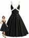 [Prévente] Robe Noir Contrasté Deep V Double Buttons Évasé Années 1950